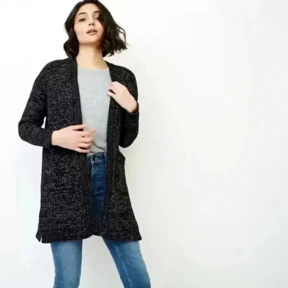 Roots Heathered  Grey Open Cardigan